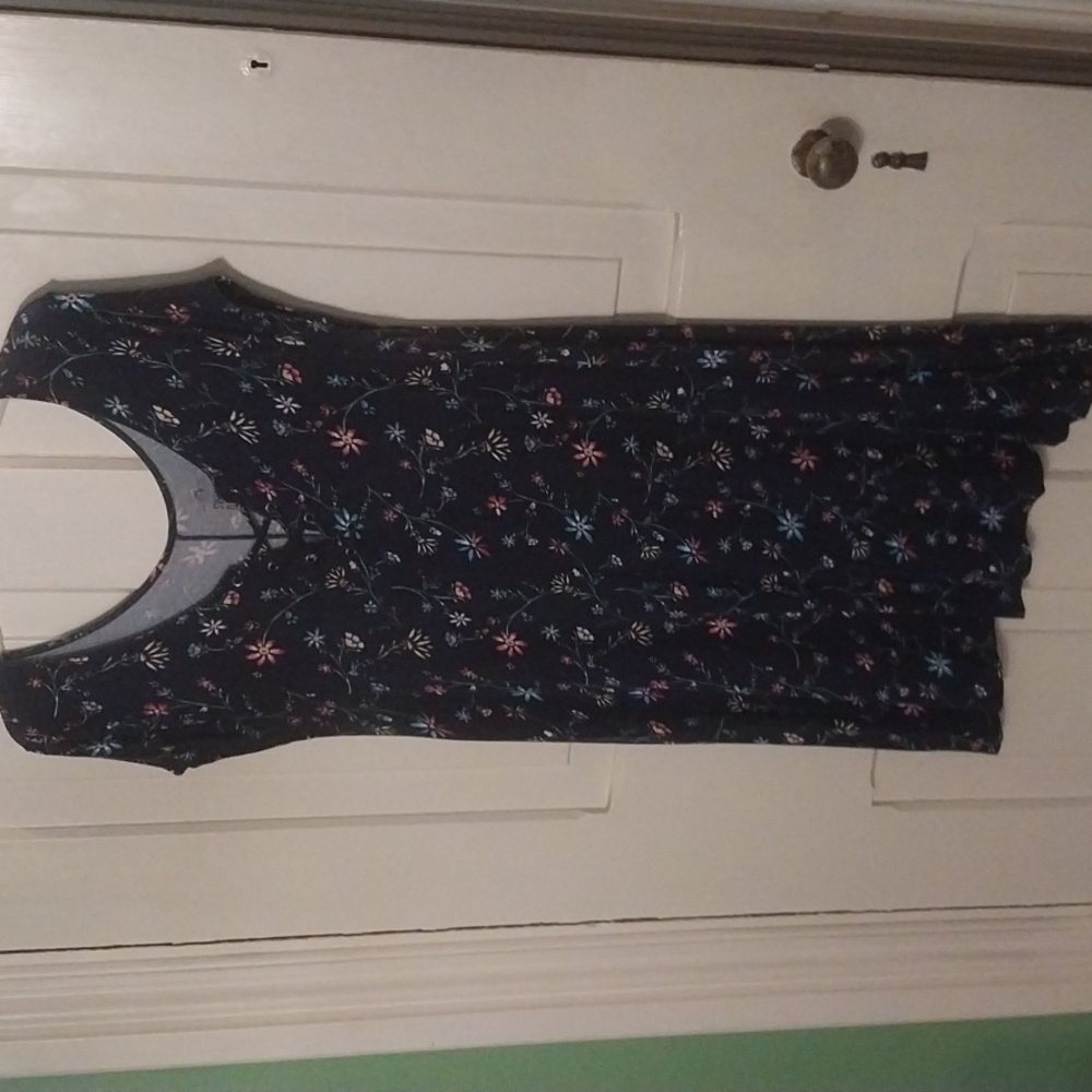 Navy Floral Swing Dress